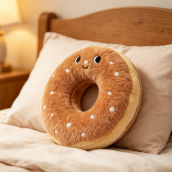 3Pcs Whimsical Embroidered Donut Plush Pillow