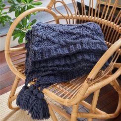 2Pcs Solid Color Twisted Flower Knitted Blanket