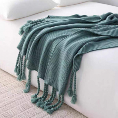 3Pcs Thickened Nordic INS Solid Color Knitted Blanket