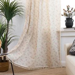 North American Style Tassel Cotton Linen Curtain
